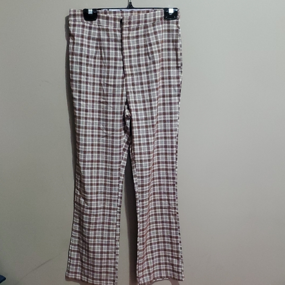 Romwe Plaid Flare Pants Size 6